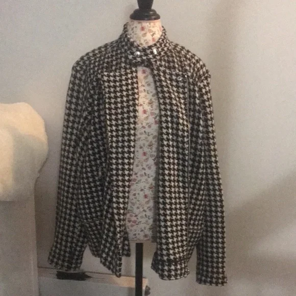 🆕NWOT*Ralph Lauren MOTO Jacket 100%Lambswool Houndstooth Size 3X - Picture 5 of 16